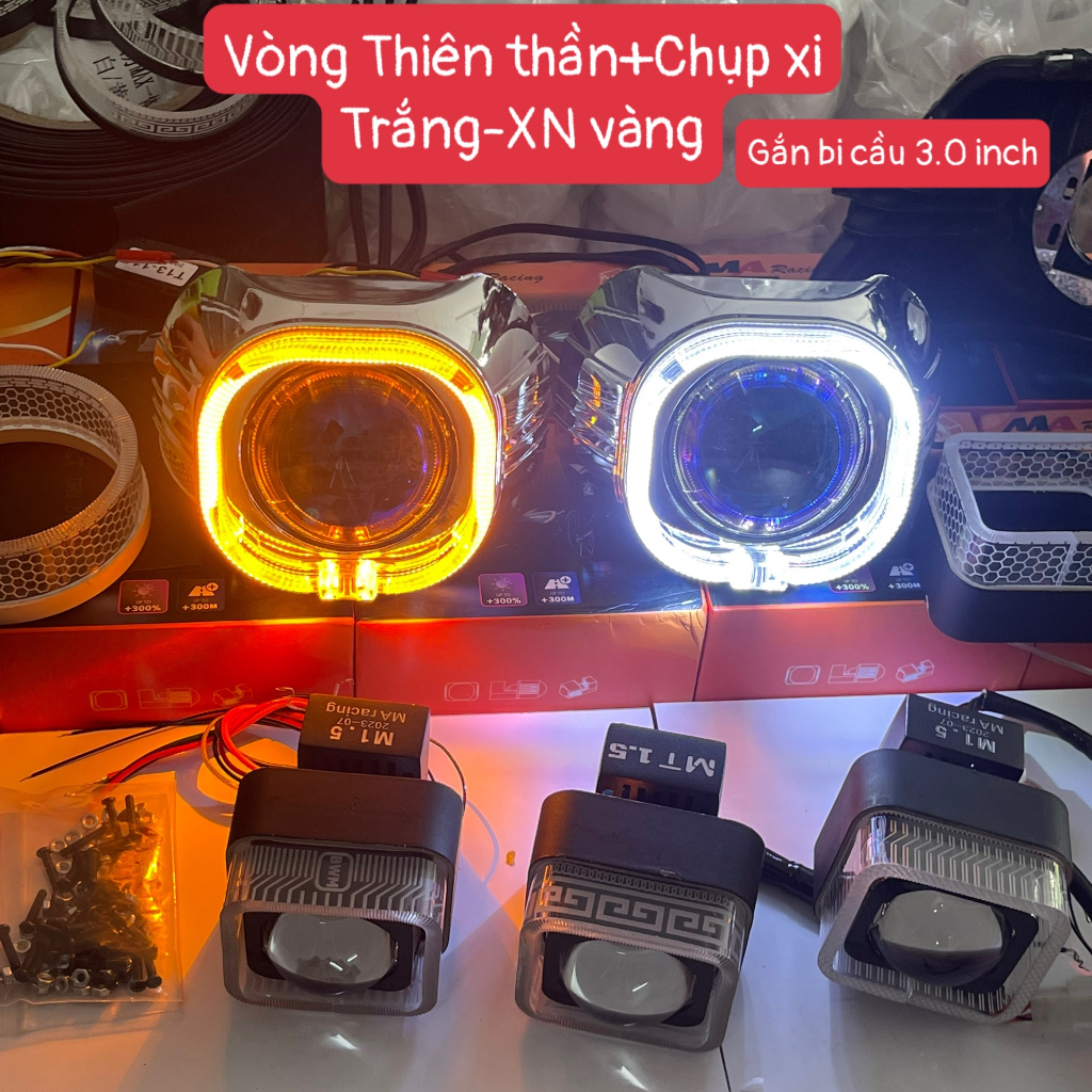 Chụp Xi+Vòng Thiên Thần Gắn Bi led Bi cầu oto xe máy