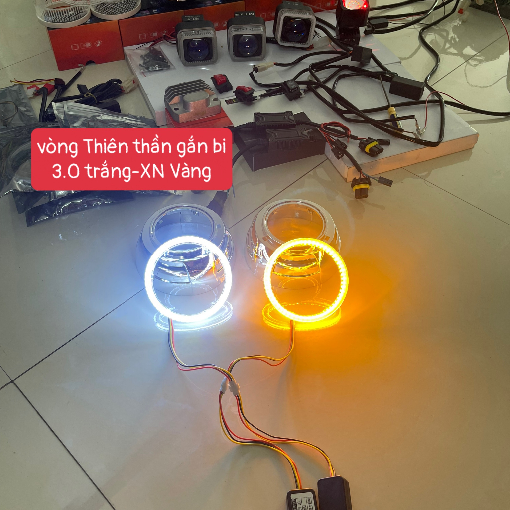Chụp Xi+Vòng Thiên Thần Gắn Bi led Bi cầu oto xe máy