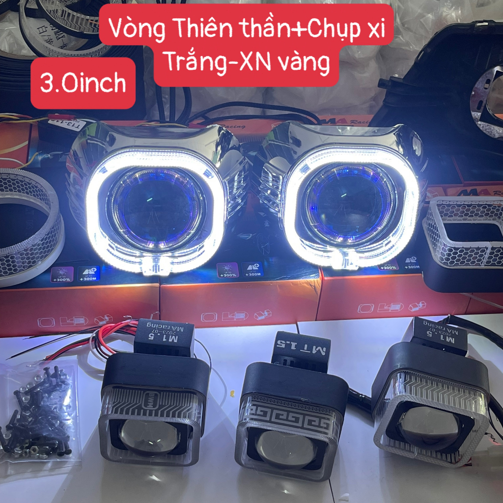 Chụp Xi+Vòng Thiên Thần Gắn Bi led Bi cầu oto xe máy