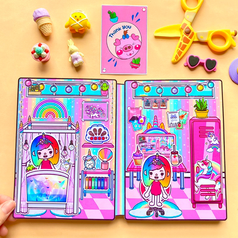 Ngôi nhà cầu vồng ngựa Unicon lấp lánh của toca - Búp bê giấy- Toca life World