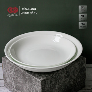 [Sứ Siêu Nhẹ] Đĩa Sâu Lòng Sứ Xương Trắng Trơn Cao Cấp - Sứ Minh Châu