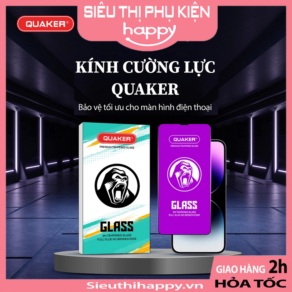 Kính Cường Lực Quaker Tím cho Iphone