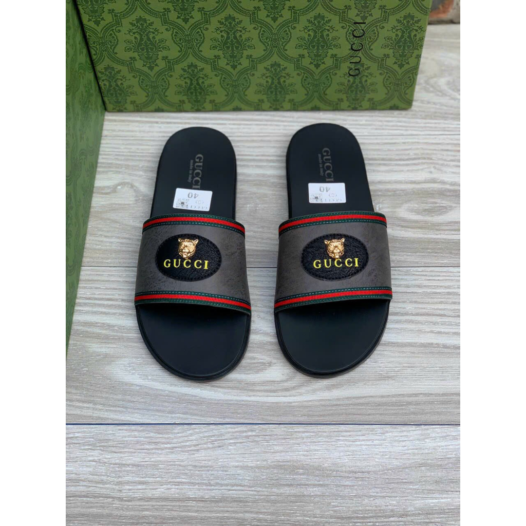 Dép nam quai ngang GUCUUI mẩu mới nhất _ Dép da gucuui đế chống trơn trượt