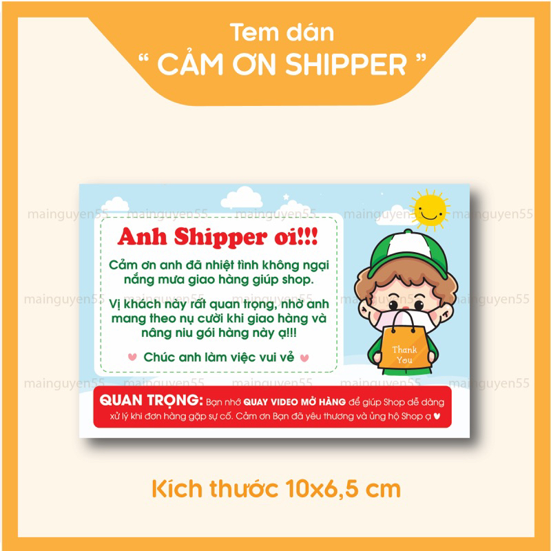 [Sẵn] Combo 100 Tem Dán Cảm ơn Shipper