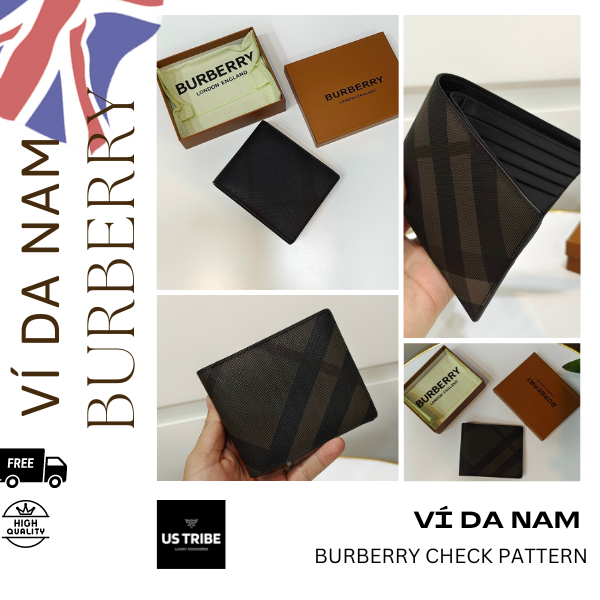 Ví Nam BUR.BER.RY CHECK PATTERN BI-FOLD WALLET