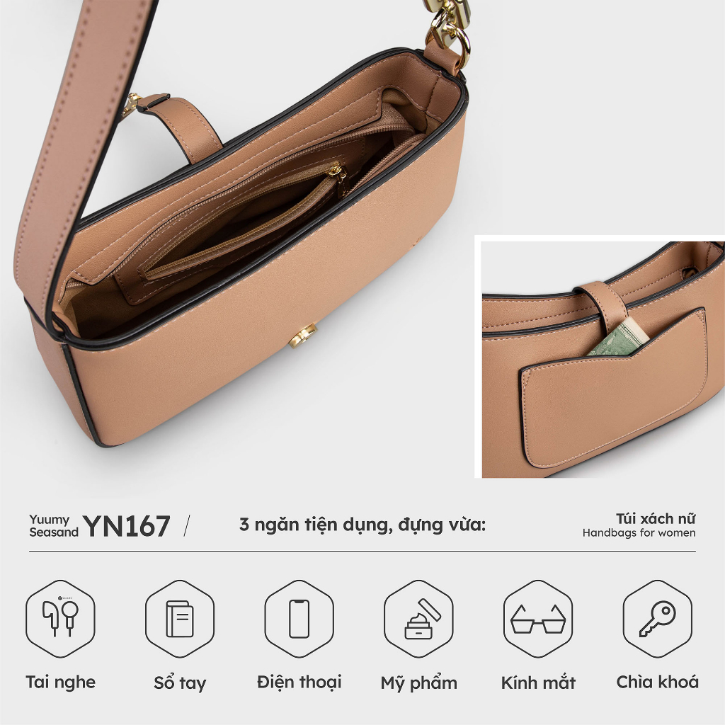 Túi xách da nữ đeo vai cách điệu Yuumy Seasand YN167