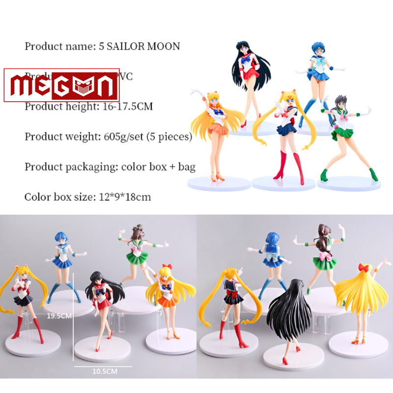 Mô hình Megun 5 thủy thủ mặt trăng Sailor Moon Usagi Ami Rei Makoto Minako Mamoru Setsuna Michiru Haruka Hotaru