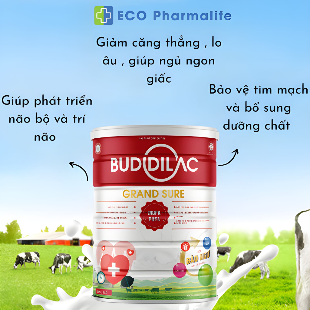Sữa bột Buddilac Grand Sure Hộp 900g - Dinh Dưỡng Tốt Cho Tim Mạch, Đề Kháng Khoẻ
