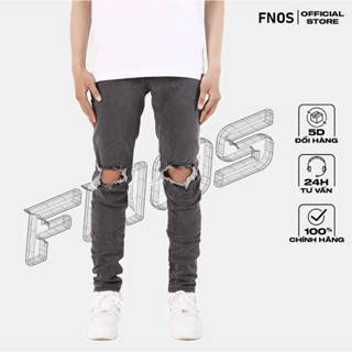 Quần jean nam streetwear cao cấp FNOS NZ25 màu xanh wash sáng form slimfit jean thun co giãn