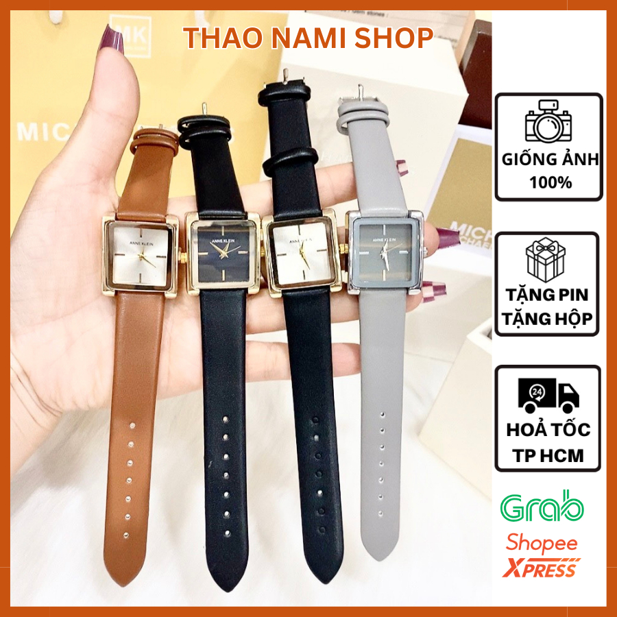 Đồng hồ nữ dây da Anne, đồng hồ nữ dây da mặt vuông thiết kế thanh lịch trẻ trung cực xinh - ThaoNami