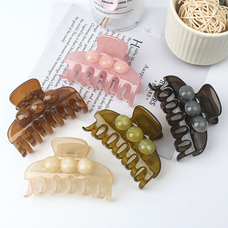 Kẹp bấu tóc cao cấp cua đính hạt nhựa xịn TÍM STORE phụ kiện búi tóc thời trang phong cách hàn quốc