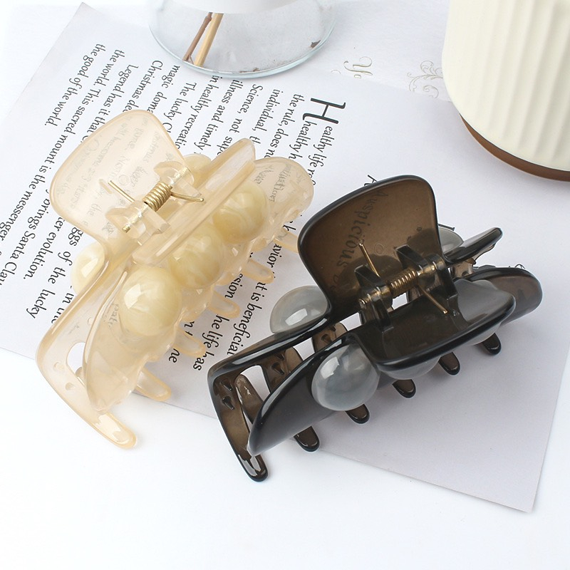 Kẹp bấu tóc cao cấp cua đính hạt nhựa xịn TÍM STORE phụ kiện búi tóc thời trang phong cách hàn quốc