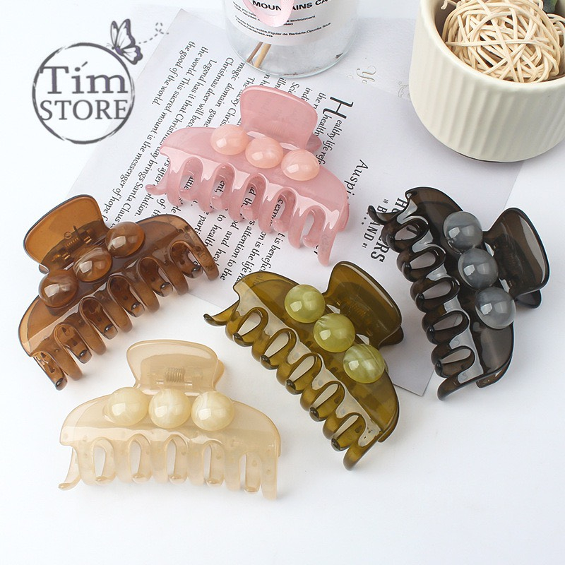 Kẹp bấu tóc cao cấp cua đính hạt nhựa xịn TÍM STORE phụ kiện búi tóc thời trang phong cách hàn quốc