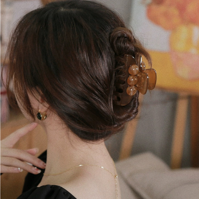 Kẹp bấu tóc cao cấp cua đính hạt nhựa xịn TÍM STORE phụ kiện búi tóc thời trang phong cách hàn quốc