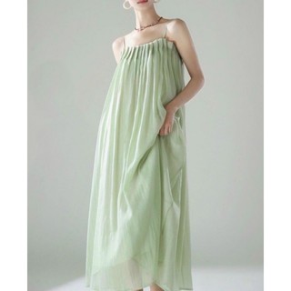 đầm maxi 2 dây xếp li trước sau