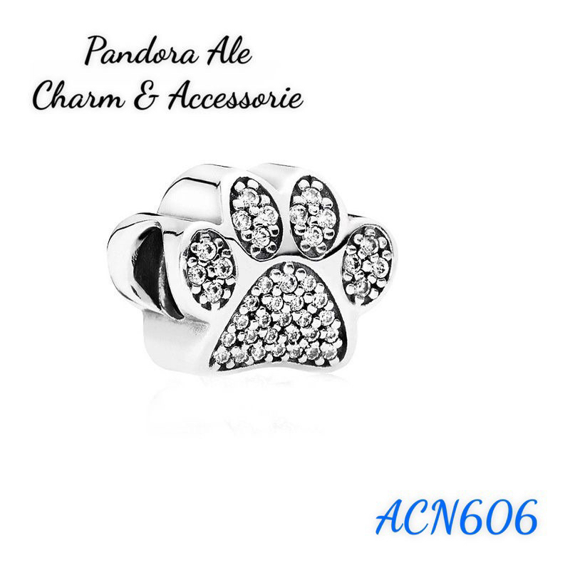 CHARM PAN ALE HÌNH BÀN CHÂN MÈO ĐÍNH ĐÁ BẠC S925