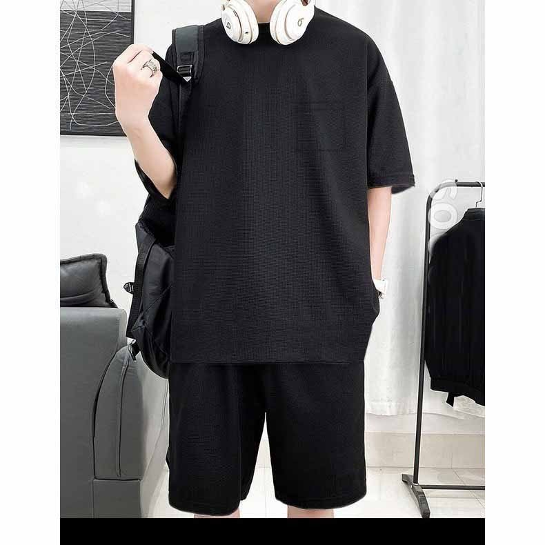 Bộ Thể Thao Nam Trơn Cao Cấp Chất Vải Thun Xốp Co Giãn Tay Cộc Lưng Thun Có Túi Phù Hợp Mặc Nhà Hoặc Chơi Thể Thao...