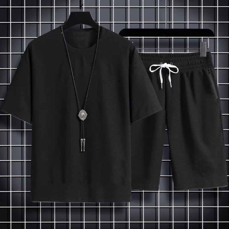 Bộ Thể Thao Nam Trơn Cao Cấp Chất Vải Thun Xốp Co Giãn Tay Cộc Lưng Thun Có Túi Phù Hợp Mặc Nhà Hoặc Chơi Thể Thao...