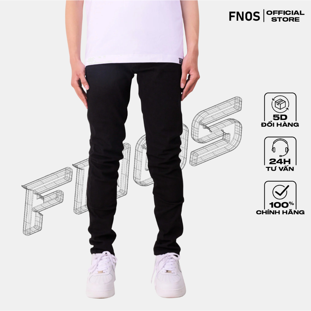 Quần Skinny Jeans Nam FNOS Streetwear Màu Đen Trơn ESSENTIAL JEANS - Local Brand Chính Hãng