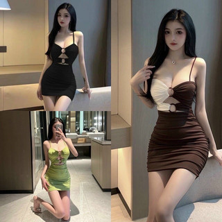 Đầm ôm body dây cột phối khoen sexy mặc được 2 kiểu