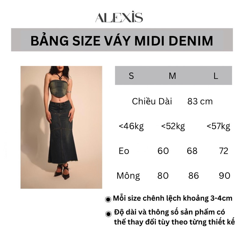 ALEXIS - OASIS DENIM JEAN MIDI SKIRT - CHÂN VÁY DÀI JEAN
