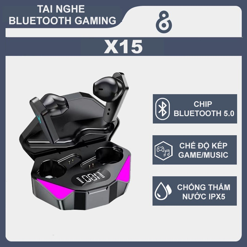 Tai Nghe Bluetooth Nhét Tai X15 Tai Nghe Gaming Độ Trễ Thấp Pin Cực Trâu Có micro Đàm Thoại