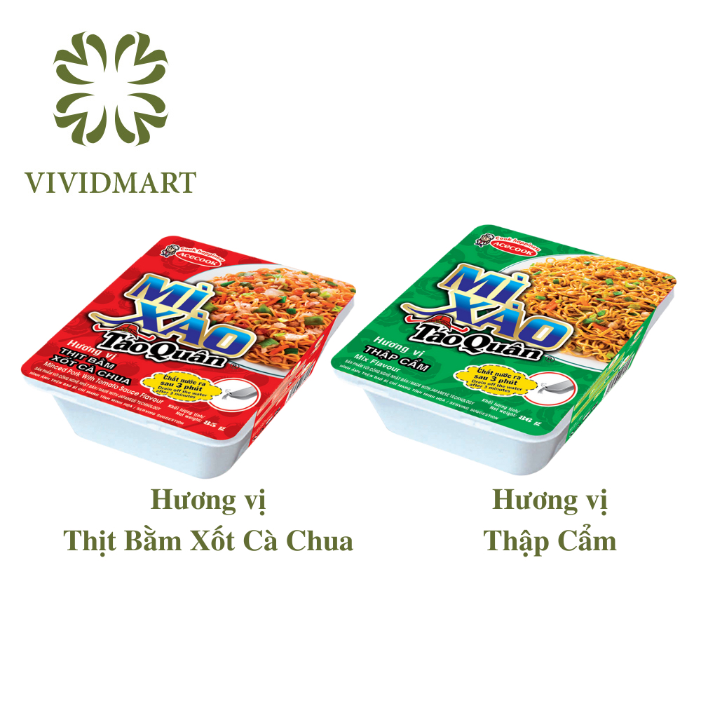 - ACECOOK - Mì xào TÁO QUÂN 2 vị: Táo Quân thịt bằm xốt cà chua và Táo Quân thập cẩm