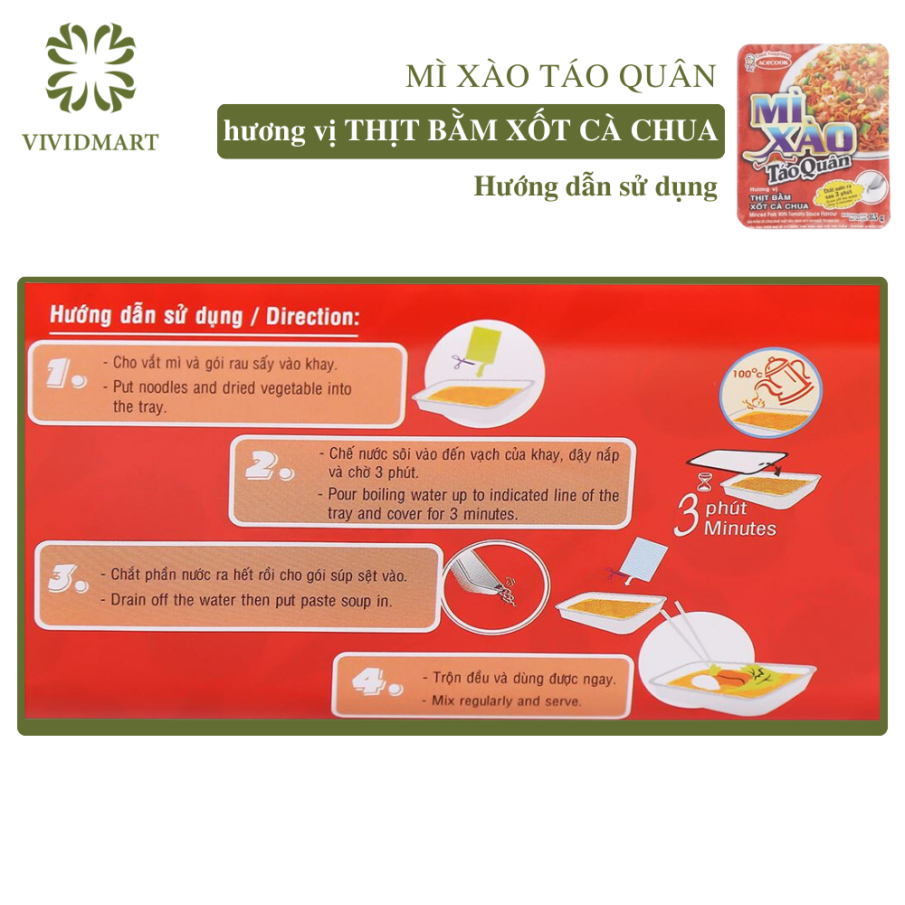 - ACECOOK - Mì xào TÁO QUÂN 2 vị: Táo Quân thịt bằm xốt cà chua và Táo Quân thập cẩm