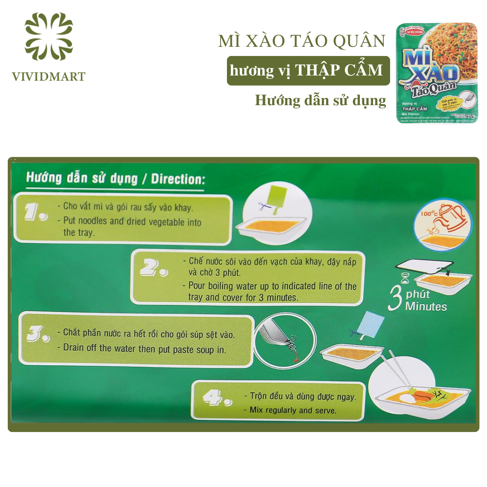 - ACECOOK - Mì xào TÁO QUÂN 2 vị: Táo Quân thịt bằm xốt cà chua và Táo Quân thập cẩm