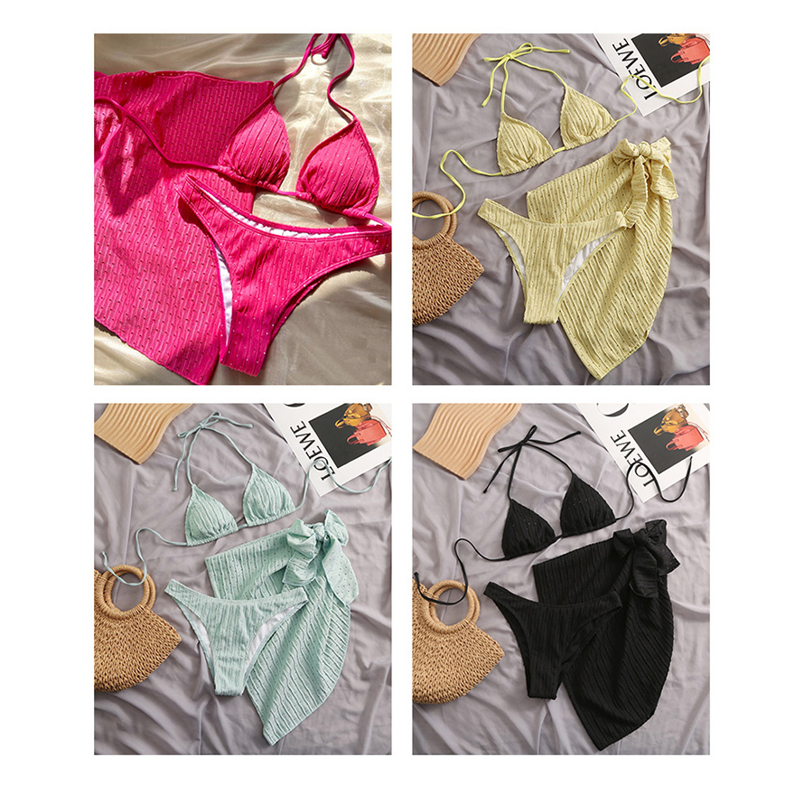 Bikini INFLACHI đi biển sexy sang chảnh đồ bơi set 3 chi tiết áo 2 dây kèm khăn quấn nhiều màu sắc hottrend 8831-PC27