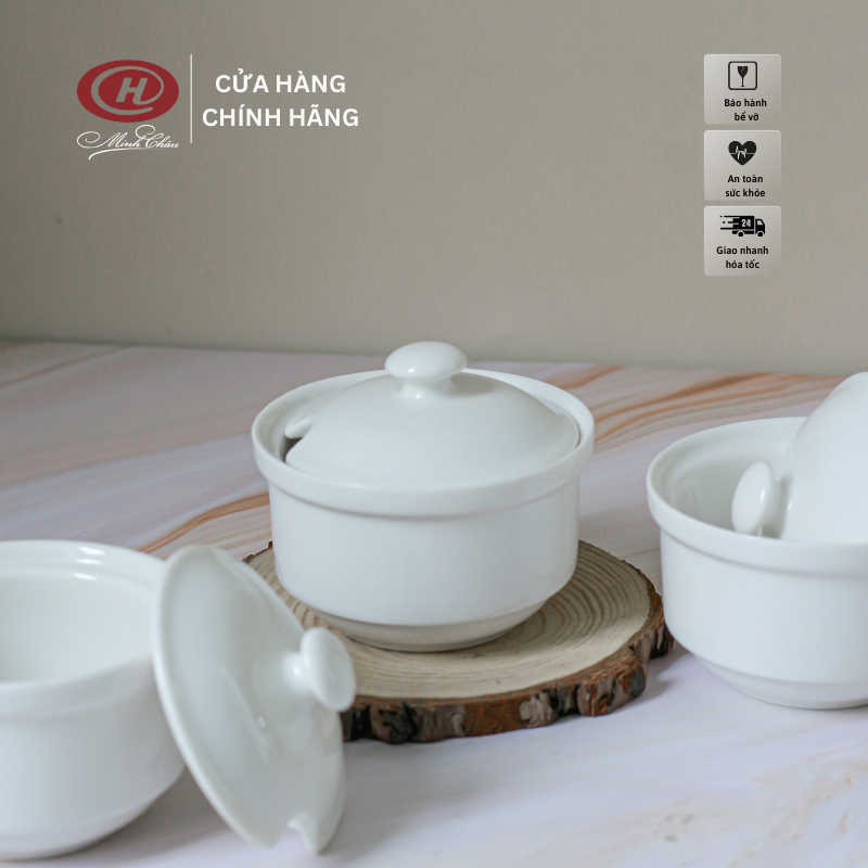 Hũ Đựng Gia Vị Trắng Trơn - Sứ Minh Châu