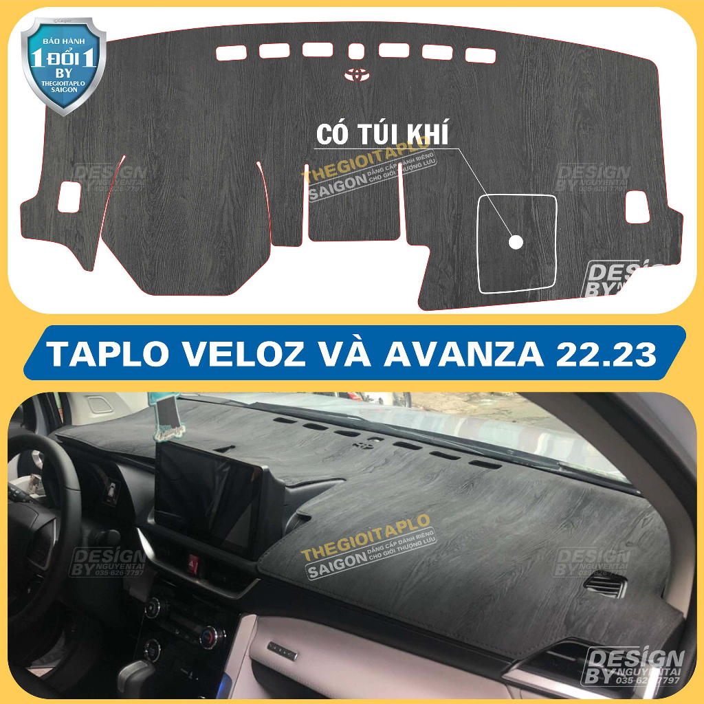 (Veloz và Avanza đời 2021 đến 2023) Thảm taplo chống nắng ô tô da vân gỗ,tuyết nhung,cacbon,da pu,da lộn chuẩn form