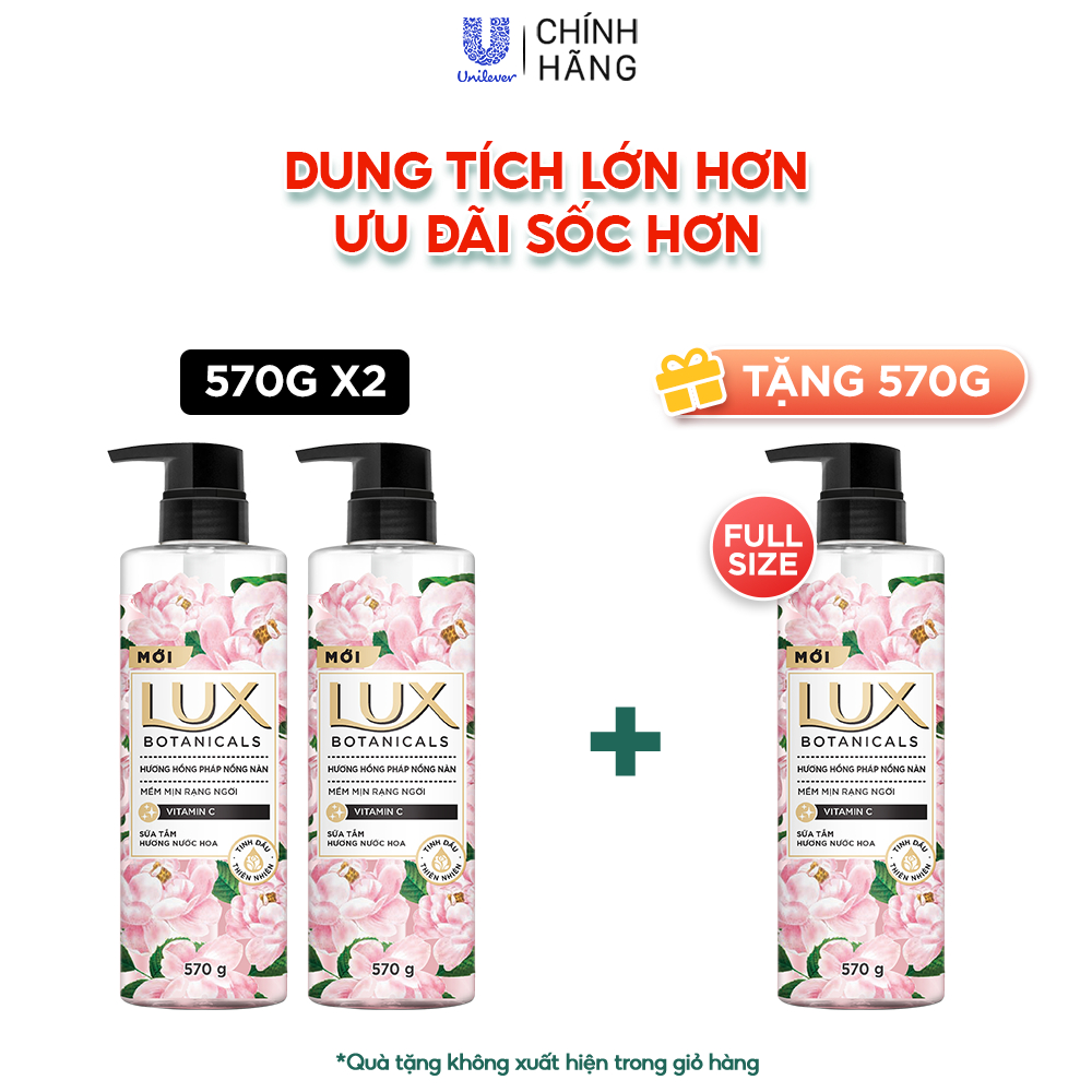 Sữa Tắm Lux Botanical Hương Nước Hoa Cao Cấp Sáng Mịn Rạng Ngời 570G  X3