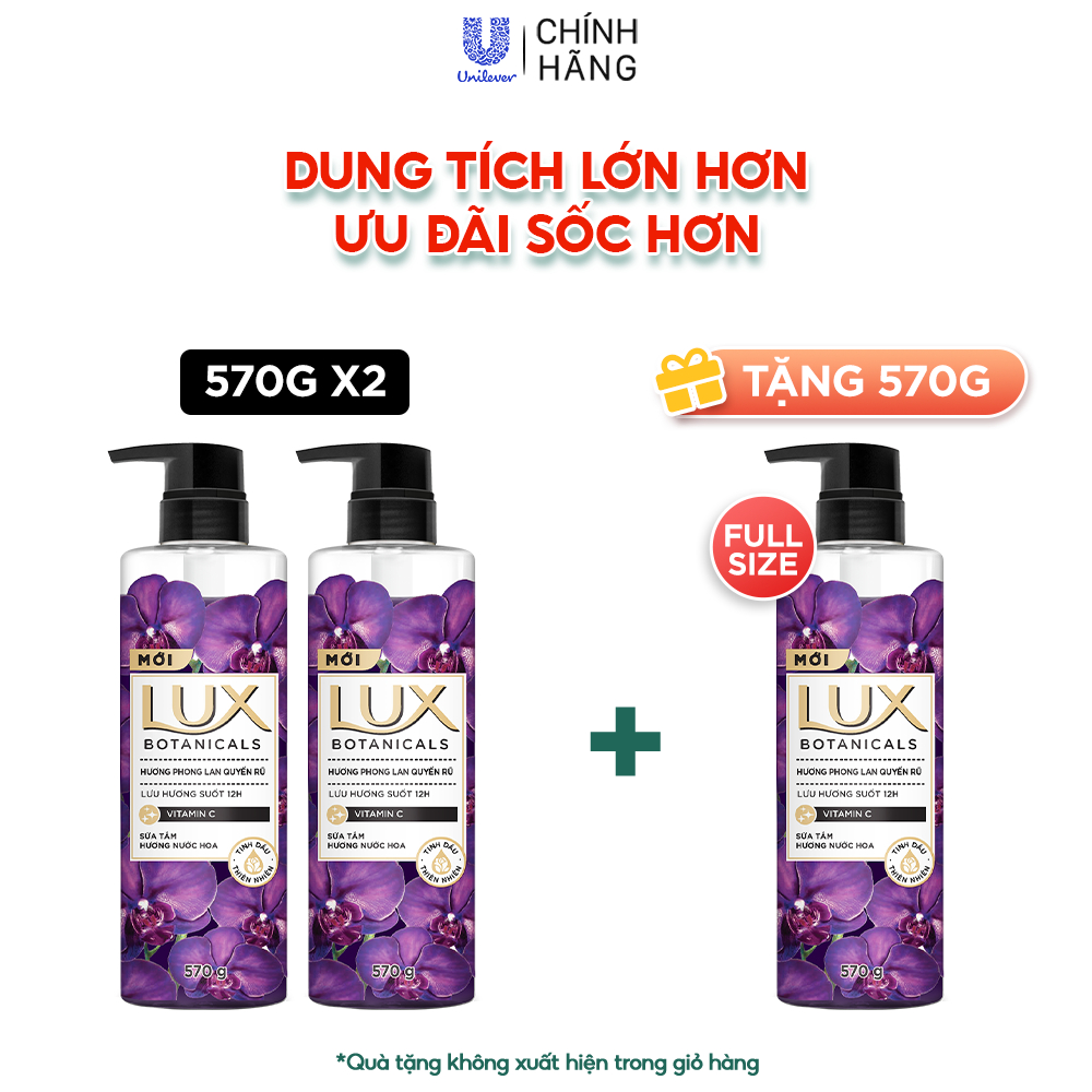 [MUA 2 TẶNG 1] Sữa Tắm Lux Botanical Hương Nước Hoa Cao Cấp Sáng Mịn Rạng Ngời 570G (562ML) X3