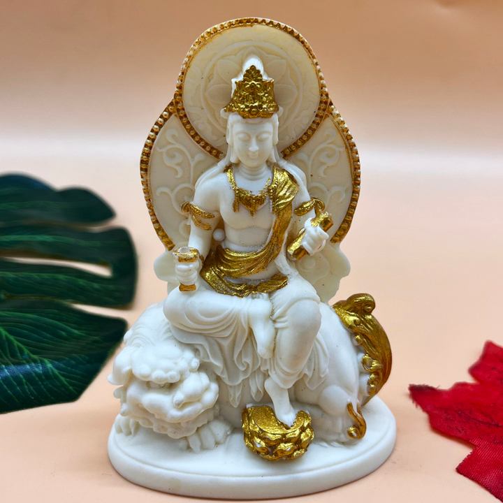 Tượng Phật Phổ Hiền và Văn Thù Bồ Tát chưng xe hơi - bàn làm việc - T0381