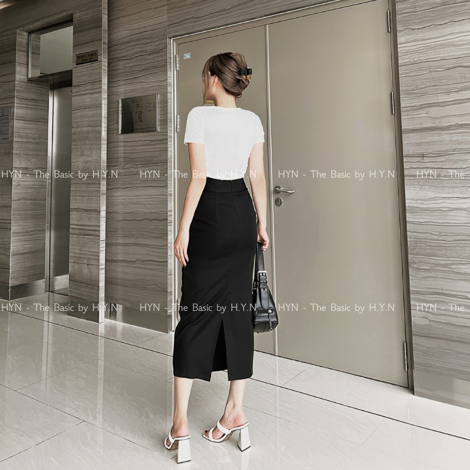 Chân Váy Bút Chì Dáng Dài 90cm Thiết Kế Cạp Lưng Cao Chất Mango Không Nhăn Thanh Lịch Sang Trọng