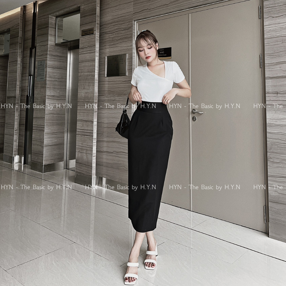 Chân Váy Bút Chì Dáng Dài 90cm Thiết Kế Cạp Lưng Cao Chất Mango Không Nhăn Thanh Lịch Sang Trọng