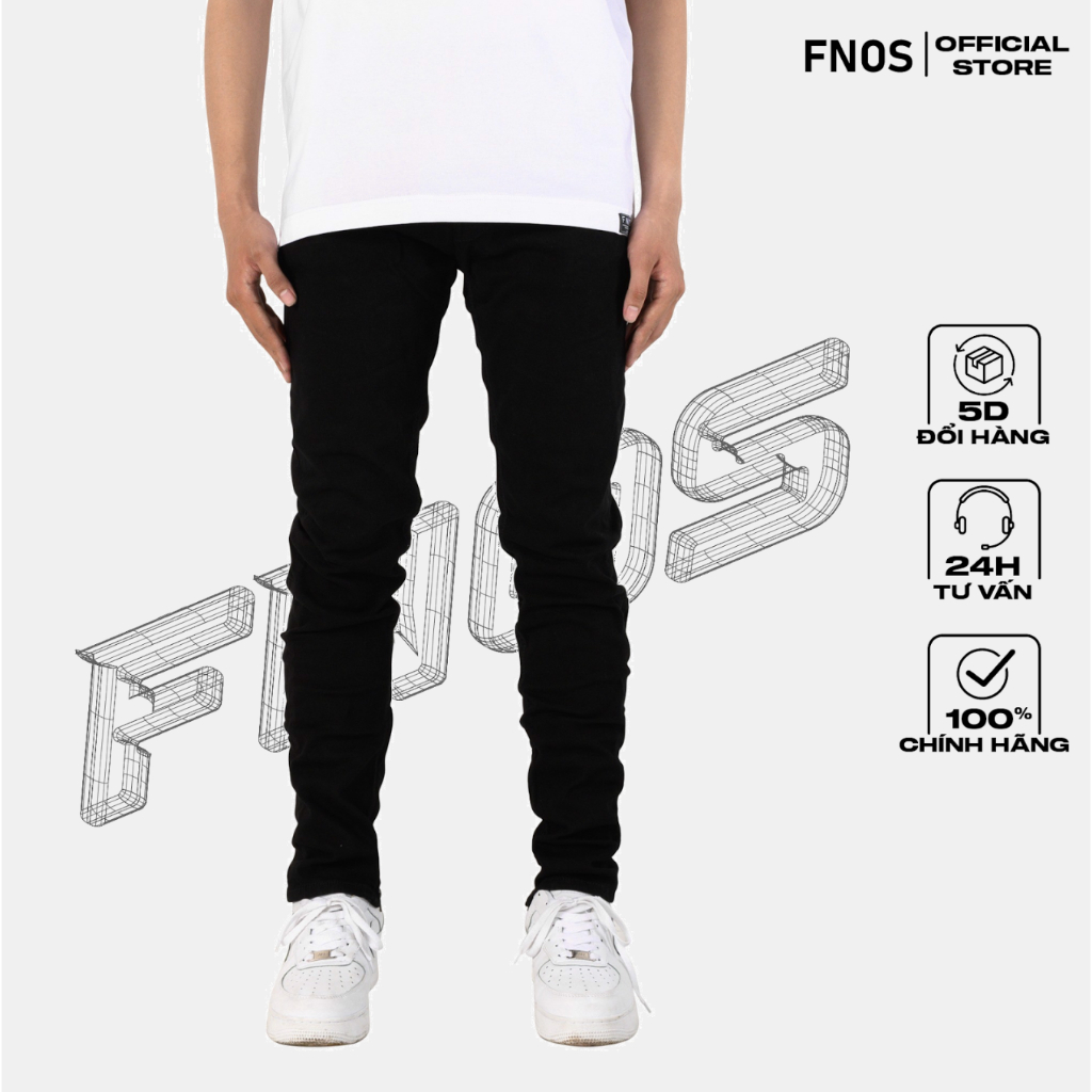 Quần Skinny Jeans Nam FNOS Streetwear Màu Đen Trơn Có Zip Z10 - Local Brand Chính Hãng