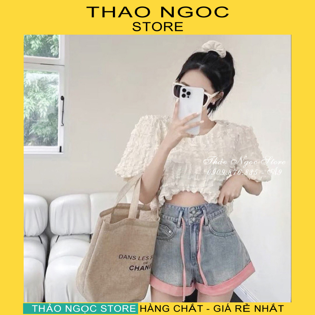 Quần short jean loang hồng lật line hàng chuẩn! (hình thật)