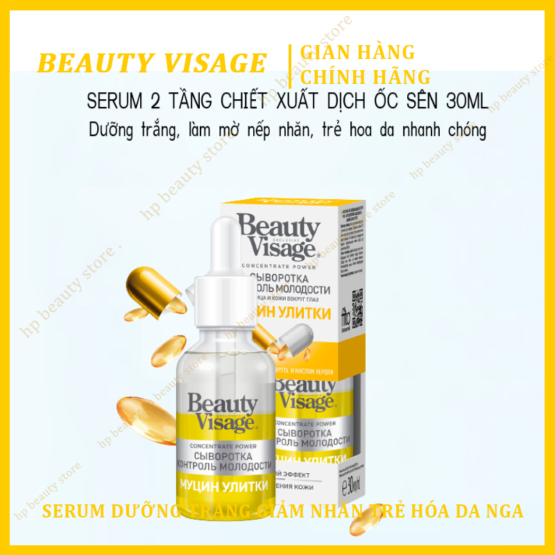 Serum Ốc Sên Tái Tạo Beauty Visage Nga 30ml Dưỡng Trắng, Giảm Nhăn Trẻ Hóa Làn Da Tinh Chất Xoá Nhăn Beauty Visage