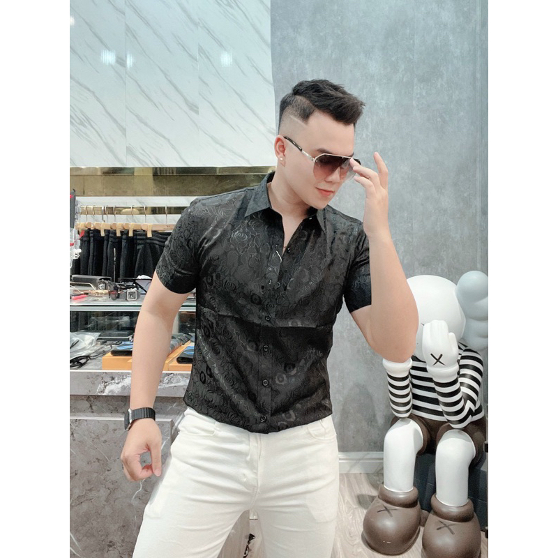 Sơmi Lụa Gấm Cộc Tay