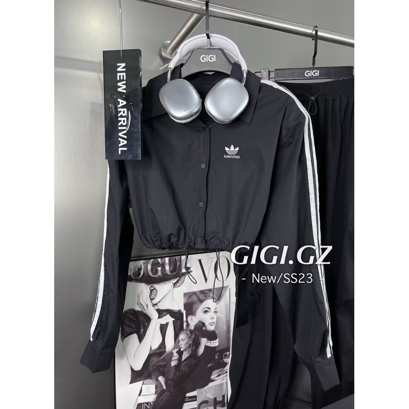 Áo Sơ Mi Nữ Áo Sơ Mi Dáng Croptop Phối Tay Sọc Freesize GOSS GA261 Áo Công Sở Áo Đi Chơi Hottrend Hè 2023