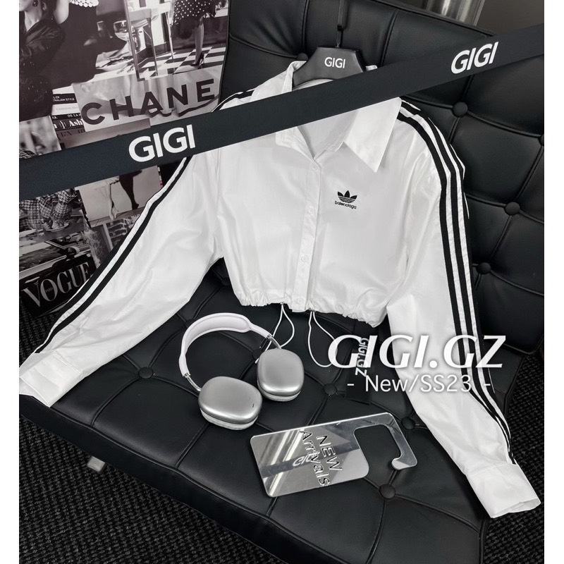 Áo Sơ Mi Nữ Áo Sơ Mi Dáng Croptop Phối Tay Sọc Freesize GOSS GA261 Áo Công Sở Áo Đi Chơi Hottrend Hè 2023