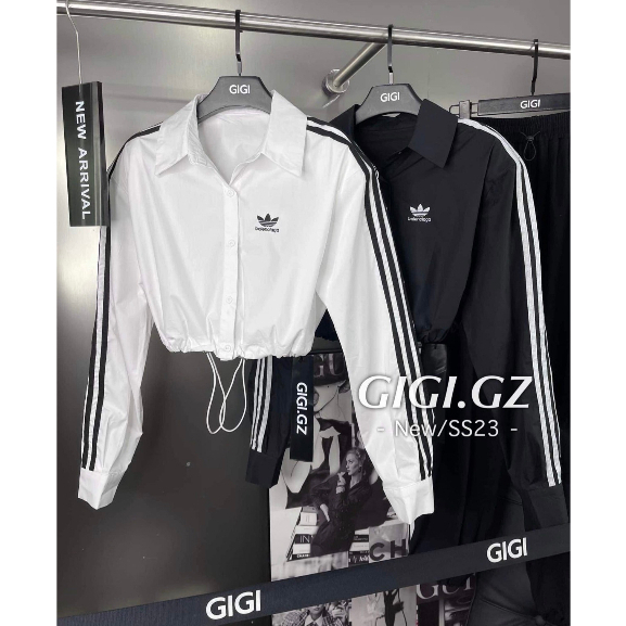 Áo Sơ Mi Nữ Áo Sơ Mi Dáng Croptop Phối Tay Sọc Freesize GOSS GA261 Áo Công Sở Áo Đi Chơi Hottrend Hè 2023