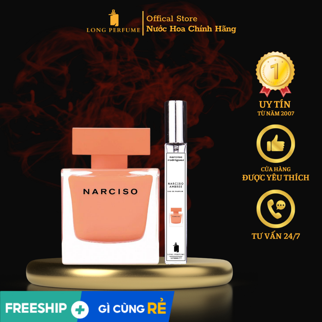 Nước Hoa Nữ 𝐍𝐚𝐫𝐜𝐢𝐬𝐨 𝐀𝐦𝐛𝐫𝐞𝐞 𝐄𝐃𝐏 - Dung tích ᴛᴇsᴛᴇʀ 2.5ᴍʟ/10ᴍʟ丨Long Perfume.