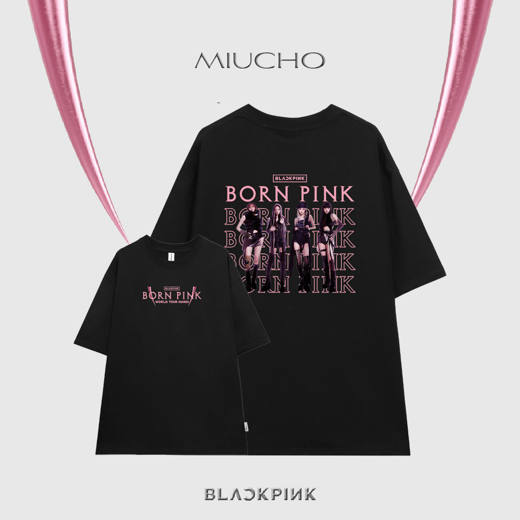 Áo thun nữ form rộng ATD116 Hot Trend ARE YOU BORN PINK Miucho chất vải cotton in Mix