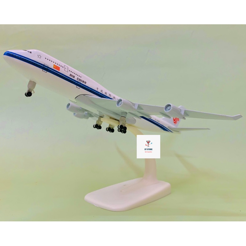 Máy Bay Mô Hình Boeing 747 Hãng "AIR CHINA" Kim Loại Cao Cấp 20cm Có Bánh Xe