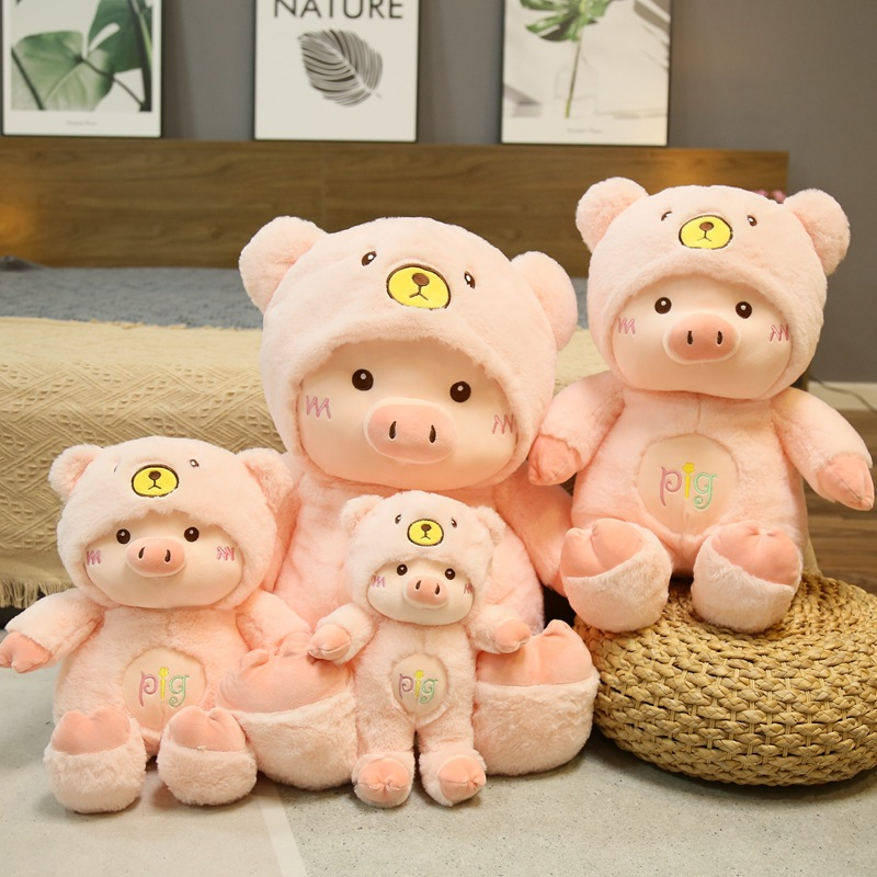 Thú bông gấu bông Heo hồng đội mũ Ráp dễ thương dùng làm thú nhồi bông, trang trí phòng ngủ,quà tặng sinh nhật bạn bè