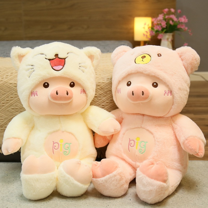 Thú bông gấu bông Heo hồng đội mũ Ráp dễ thương dùng làm thú nhồi bông, trang trí phòng ngủ,quà tặng sinh nhật bạn bè