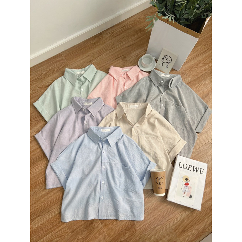 Áo sơ mi tay hến kẻ sọc form vừa Mai Anh_Clothing